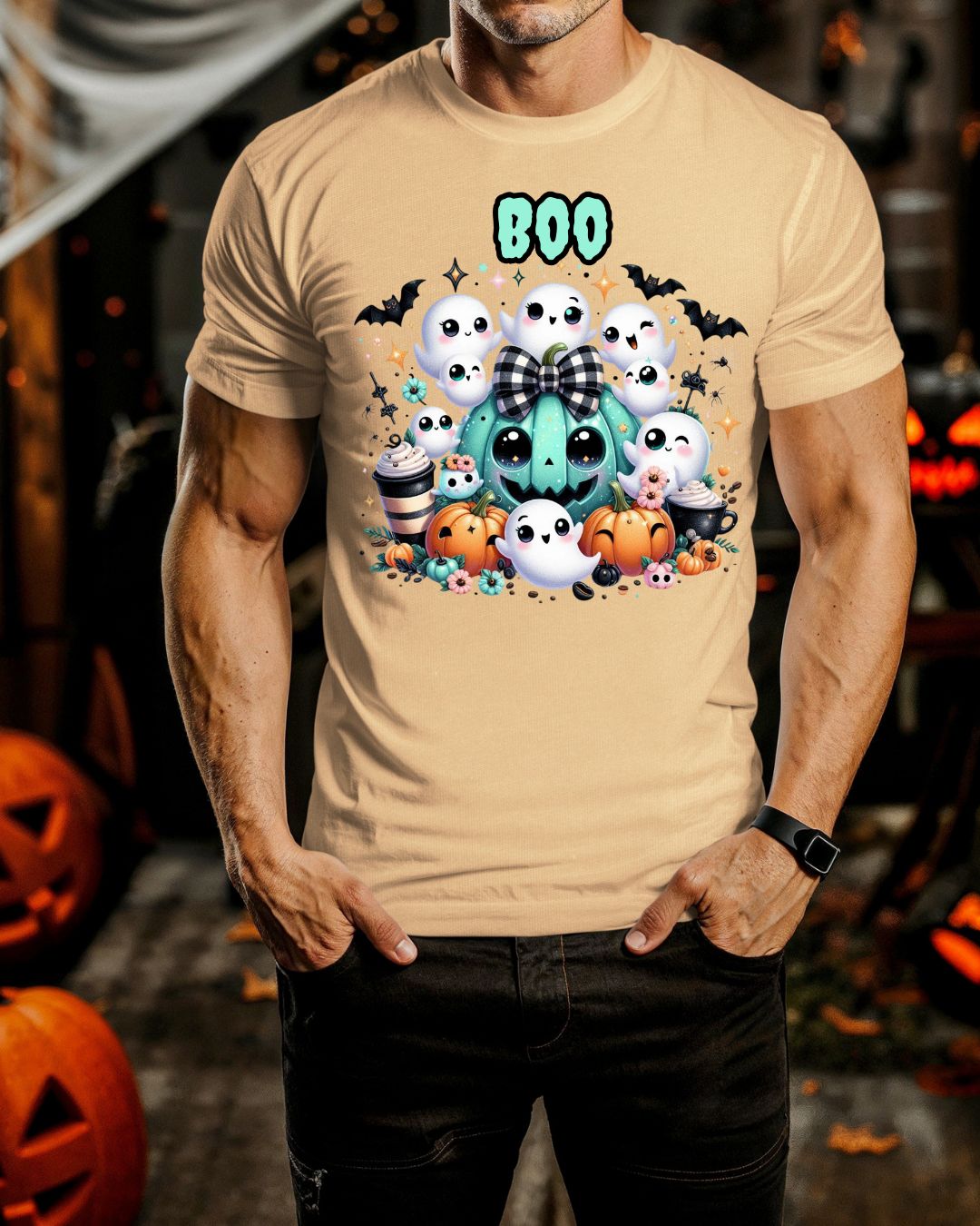 Halloween Boo Tee, Fun Spooky T-Shirt, Unisex Heavy Cotton, Cute Halloween Apparel, Ghost & Pumpkin Shirt, Seasonal Gift Idea